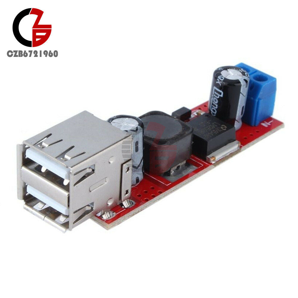 2PCS 6V-40V to 5V 3A Dual USB Charge DC-DC Step Down Converter Module LM2596