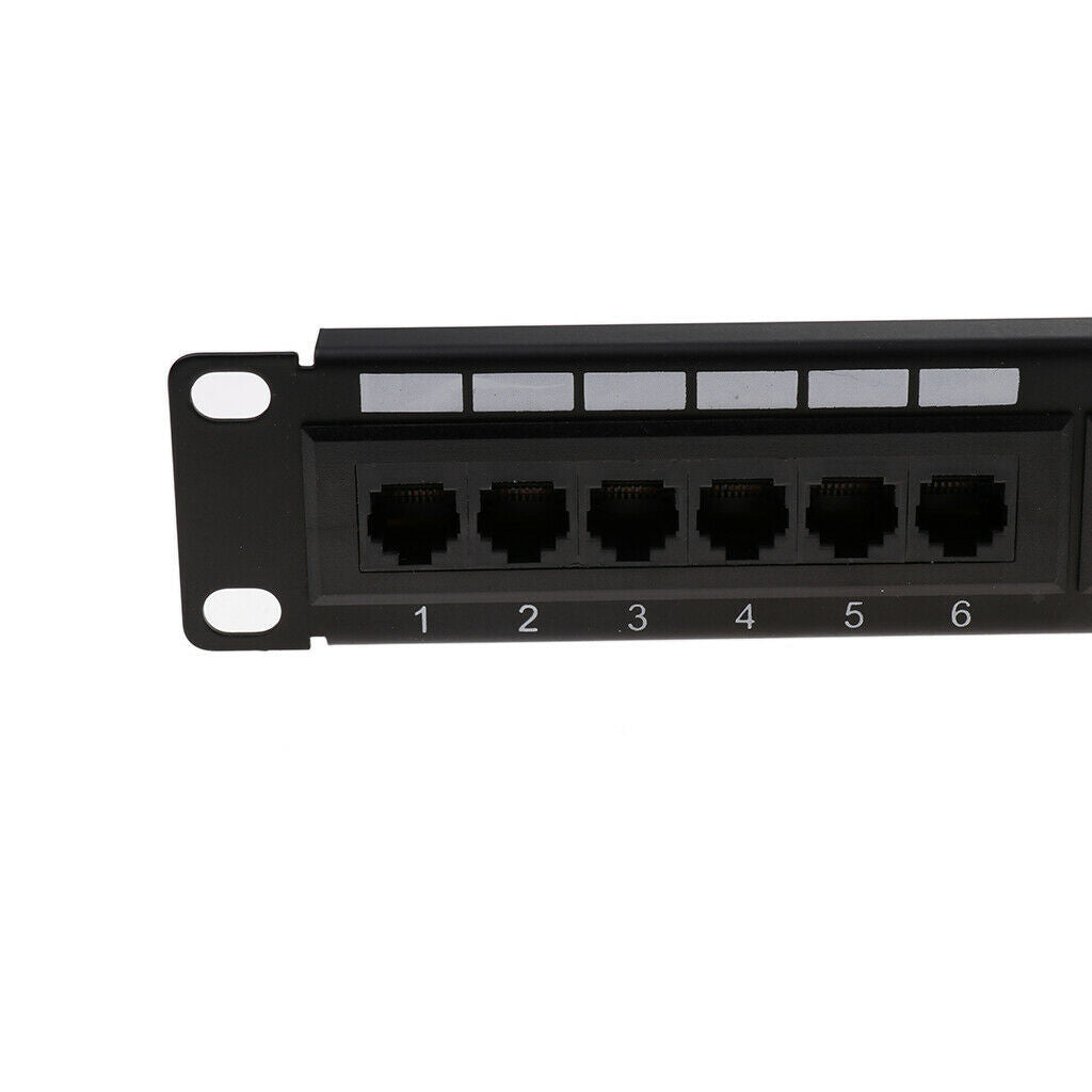 12-Port Patch Panel Cat5e UTP Black Wall Mountable Table Mounting 8x