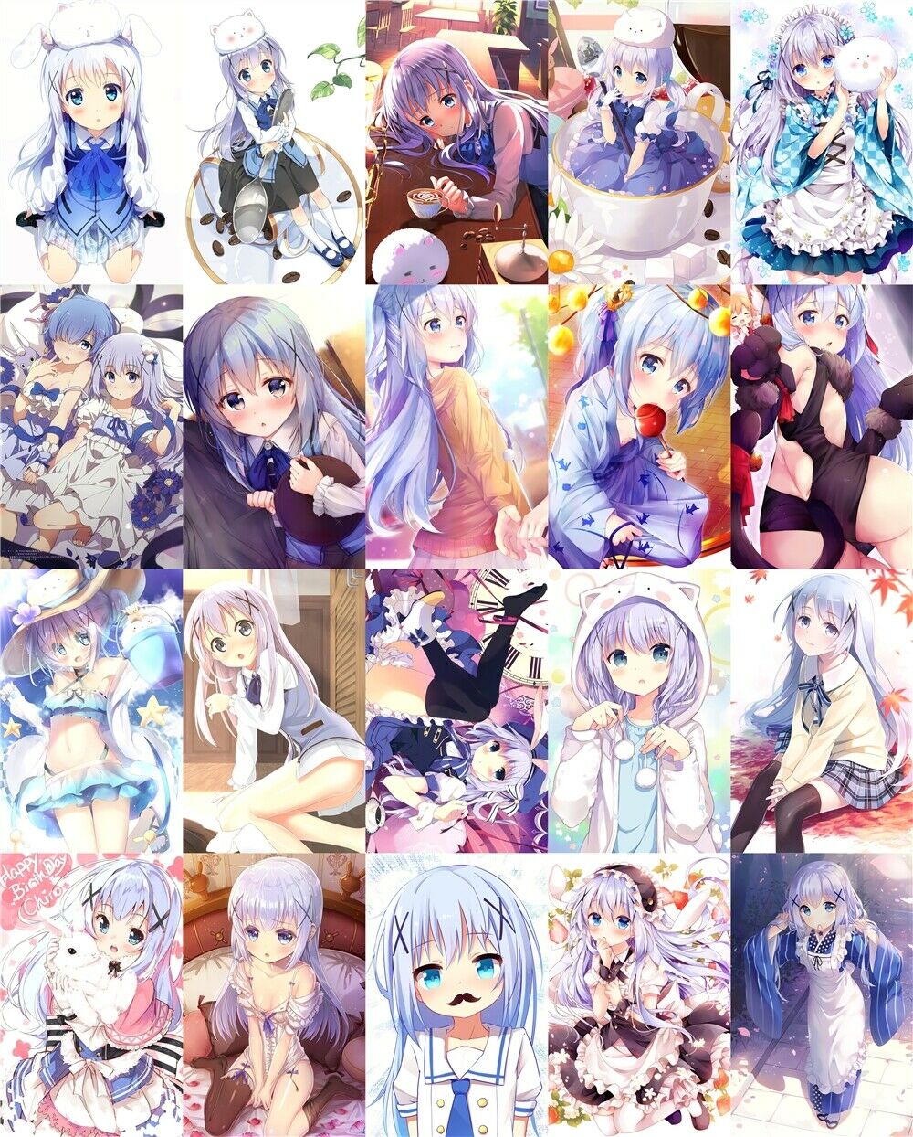 20 cards Is the Order a Rabbit Kafuu Chino Card Paster Card Stickers