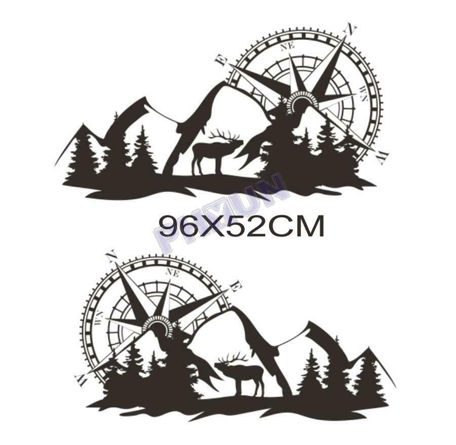 2x Car Stickers Decals Black Compass Totem Hunting Style Truck Pickup Universal