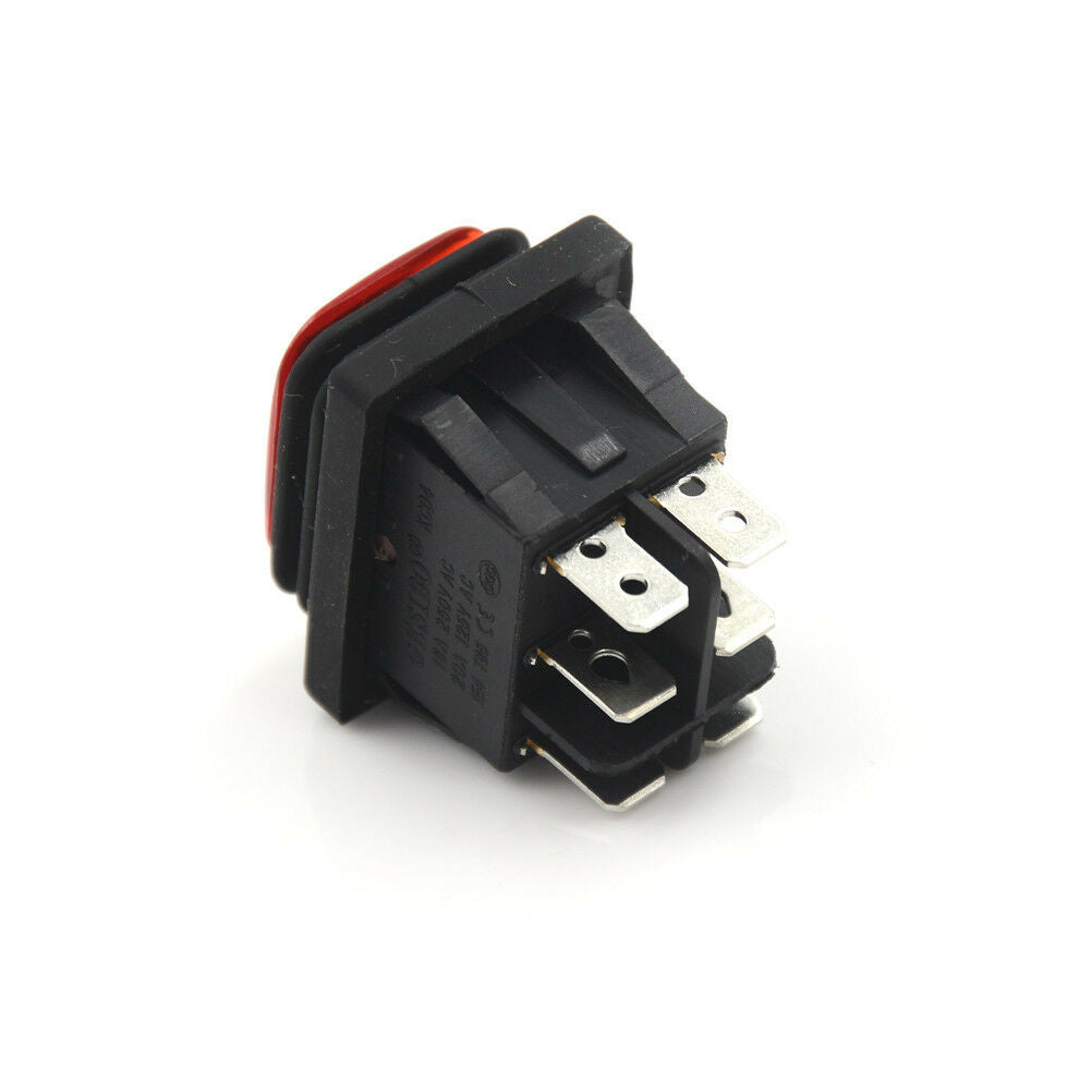 Red 3 Position 6Pin DC 12V Waterproof Car Boat LED Rocker Switch Latching SX WF