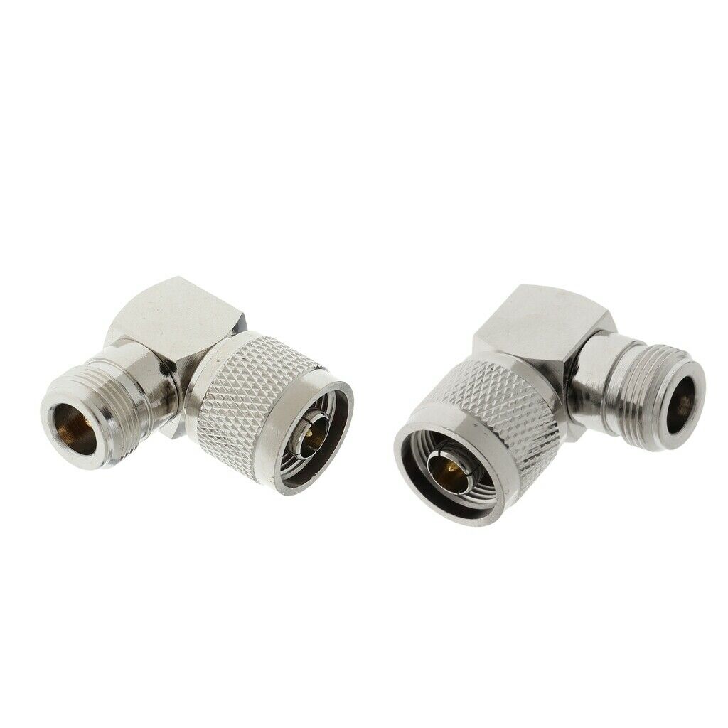 2pcs RF Coax Coaxial Adapters Right Angle N Type Male to Female Connectors