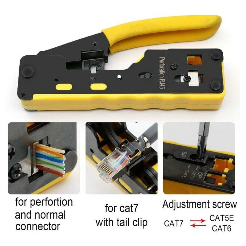 RJ45 Pliers Crimper CAT5 CAT6 CAT7 CAT8 Ethernet Cable Stripper Clamp Tongs CrJ2