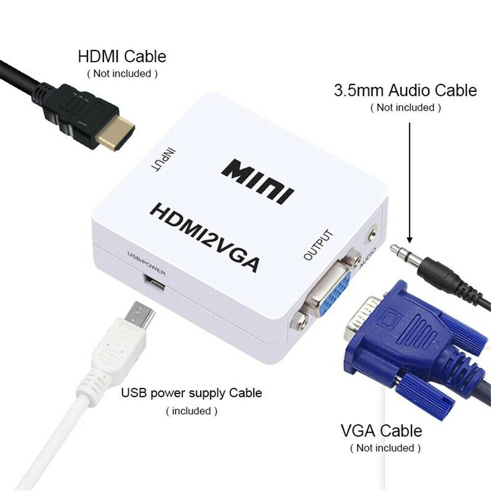 Conversor for HDMI to VGA com conector adaptador de audio HDMI2VGA 1080P