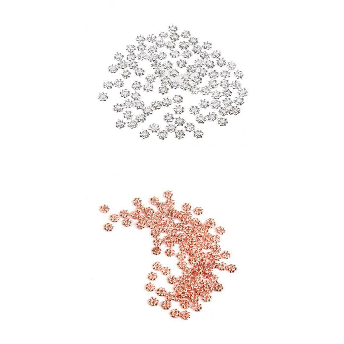 200pcs Loose Spacer Beads Craft 4mm Daisy Snowflake Jewelry Findings Crafts
