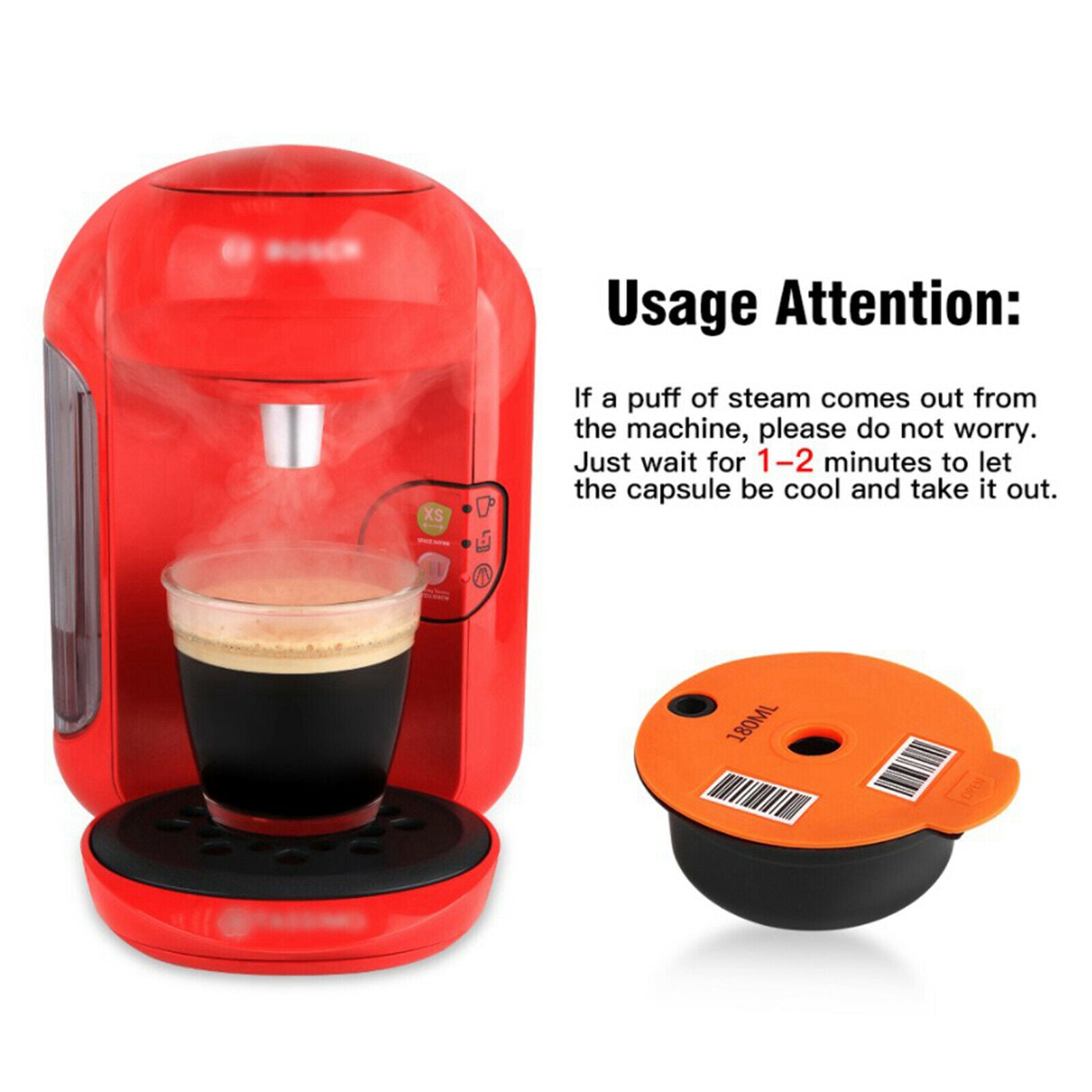 2pcs Reusable Coffee Capsule Pods Cups for Bosch   Coffee Maker 180ml