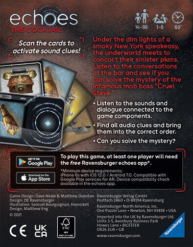 20815 Ravensburger Echoes Game:The Cocktail Murder Mystery Strategy Game Age 14+