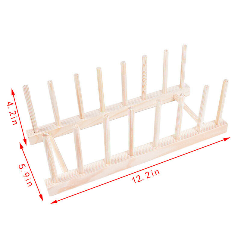 Wood Plate Holder Dish Rack Drain Storage Display Stand Kitchen OrganizerBDDD