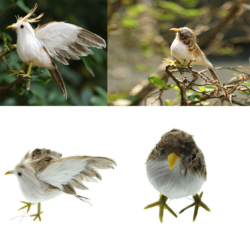 2 X Micro DIY Artificial Feathered Bird Sparrow