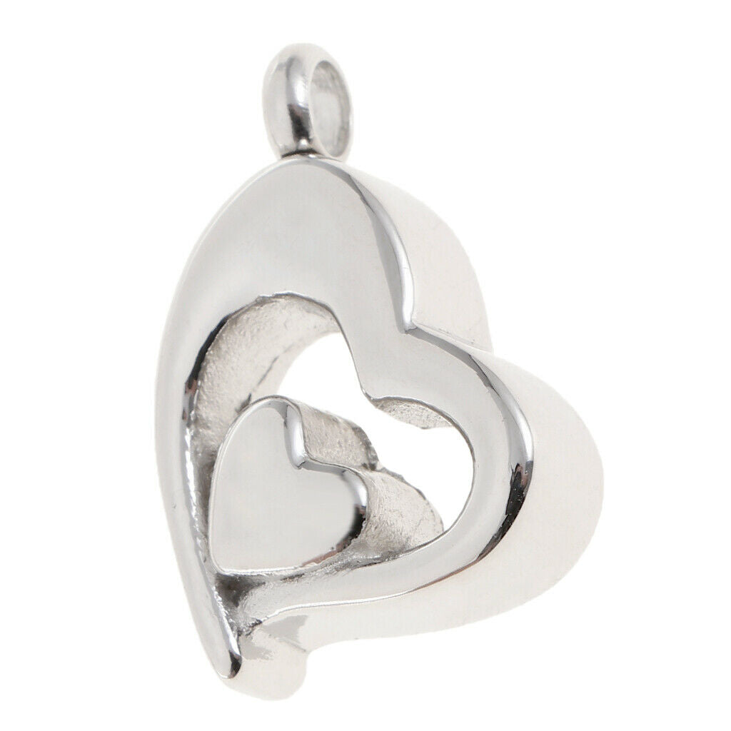 Fashion Ash Locket Container Double Heart Pendant Stainless Steel Material