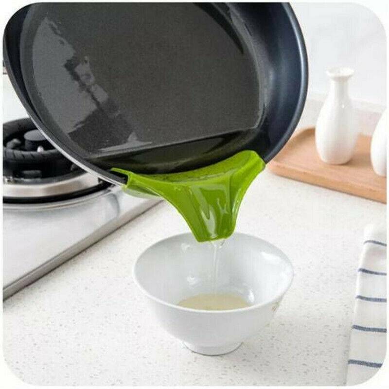 Pro Kitchen Silicone Funnel Anti-spill Deflector Pot Drain Pans Kitchenware Tool
