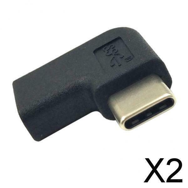 2X USB3.1 Type-C Female to 90° Angle Male Charging Data Extension Connector