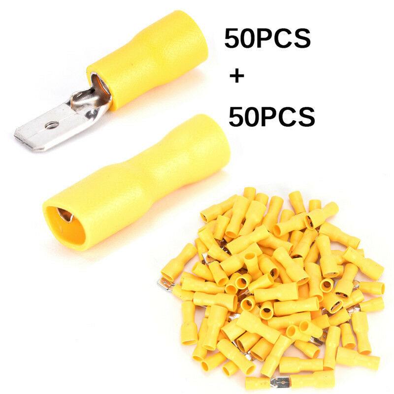 100x Assorted Crimp Spade Terminal Insulated Electrical Wire Connector Ye.l8