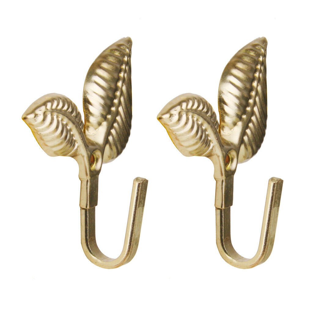 2pcs Sheet Curtain Drapery Tiebacks Door Wall Hat Hook Holder Hanger Golden