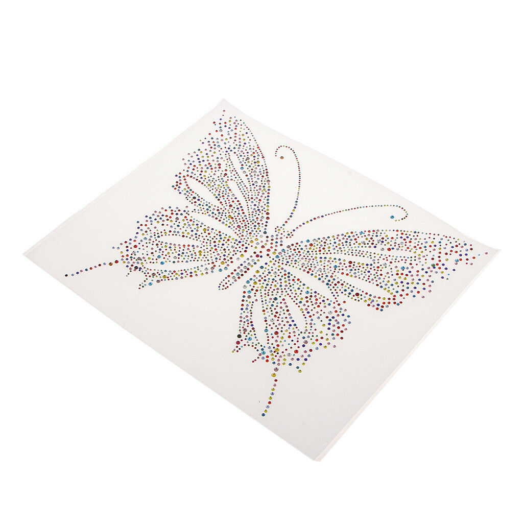 Sparkling 2pcs Rhinestone Diamante Transfer Iron on Motif Applique Patch DIY