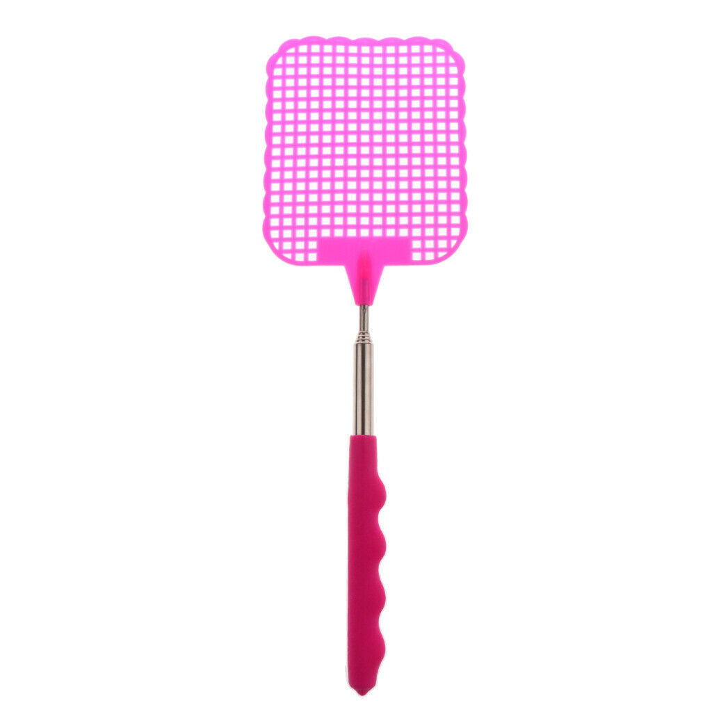 Fly Swatter Telescopic Flapper Prevent Pest Tools with Long Handle pink