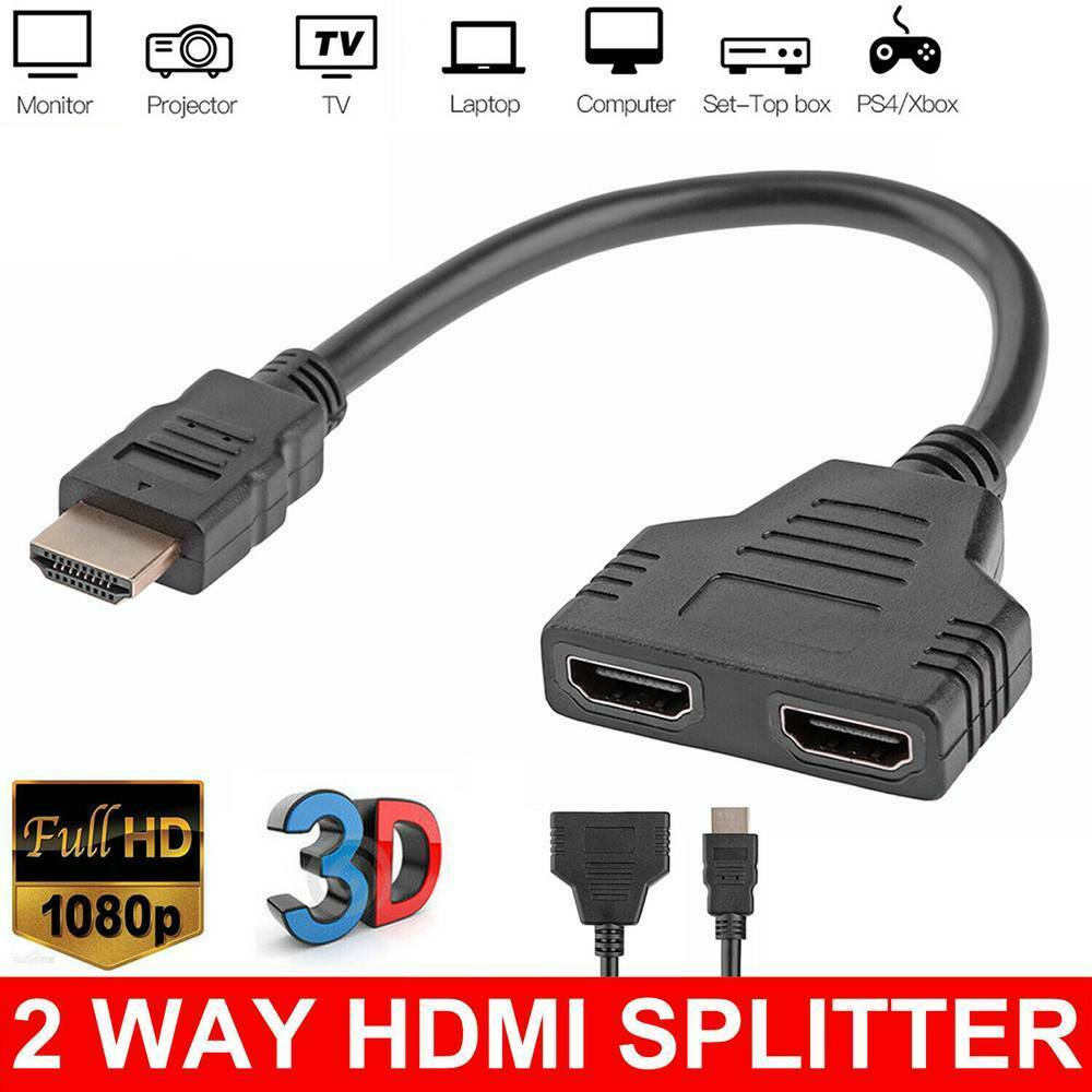 HDMI Splitter 1080P HDMI Adapter Cable 1 In 2 Out HDMI Switch Connect Cable HDTV