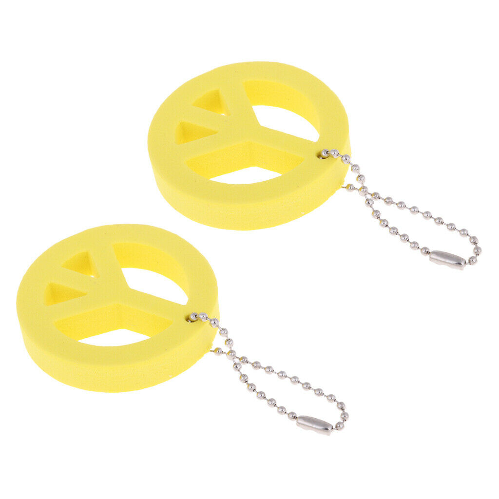 4X 2 Pieces Round Buoy EVA Floating Keychain Keyring Yachting Key Float Yellow