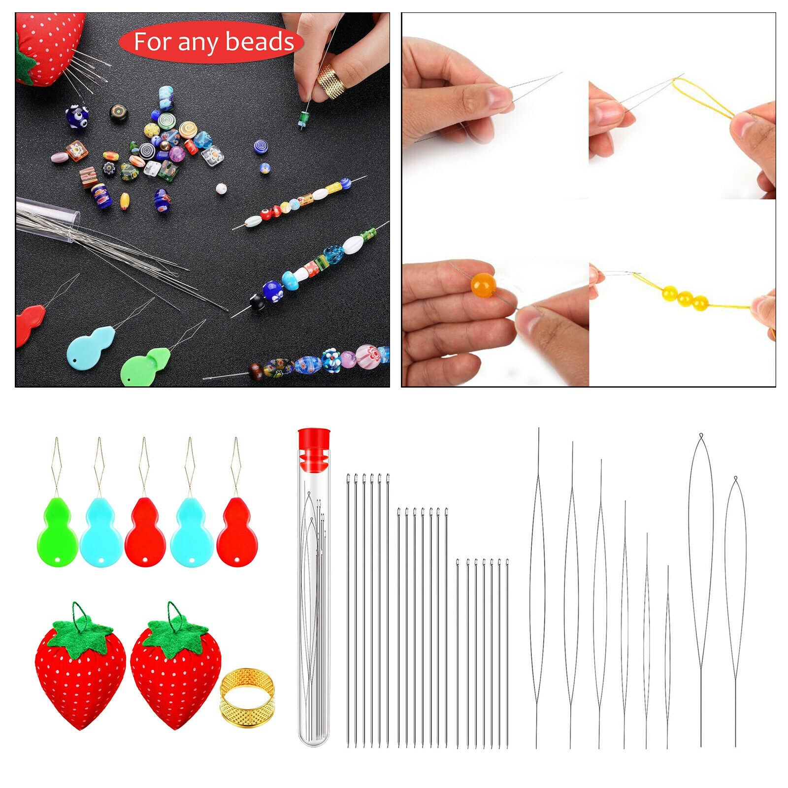 37Pcs Big Eye Beading Needles Thread Needles for Bracelets Jewelry Making