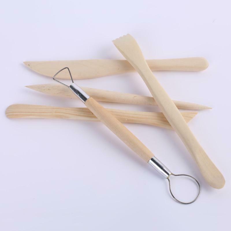 Pack of 5pcs Pro Pottery Tool Kit for Students Carving Modeling Shaping Scraping