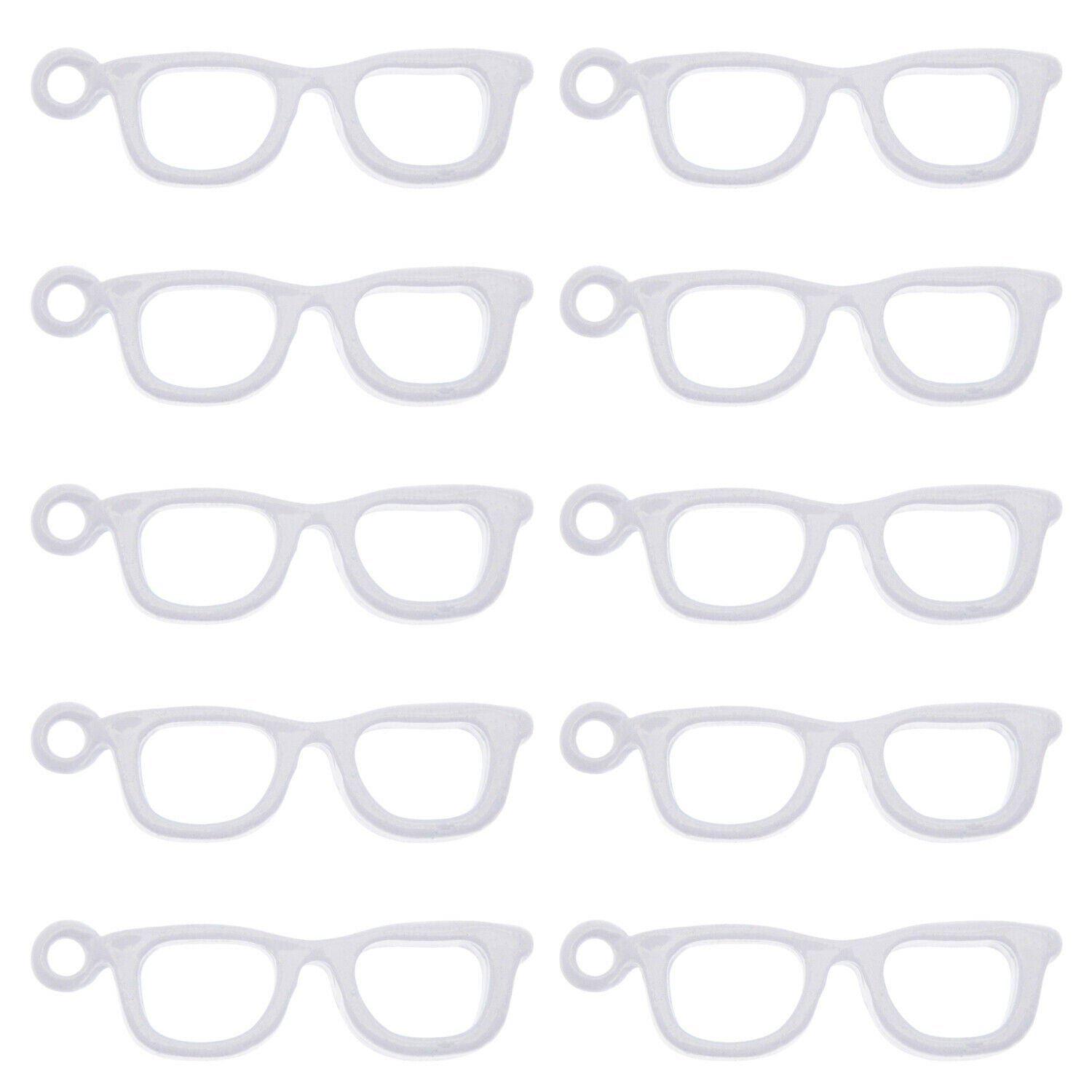 16 pcs White Glasses Frame Enamel Charm Alloy Pendant Earring Findings 32*9mm
