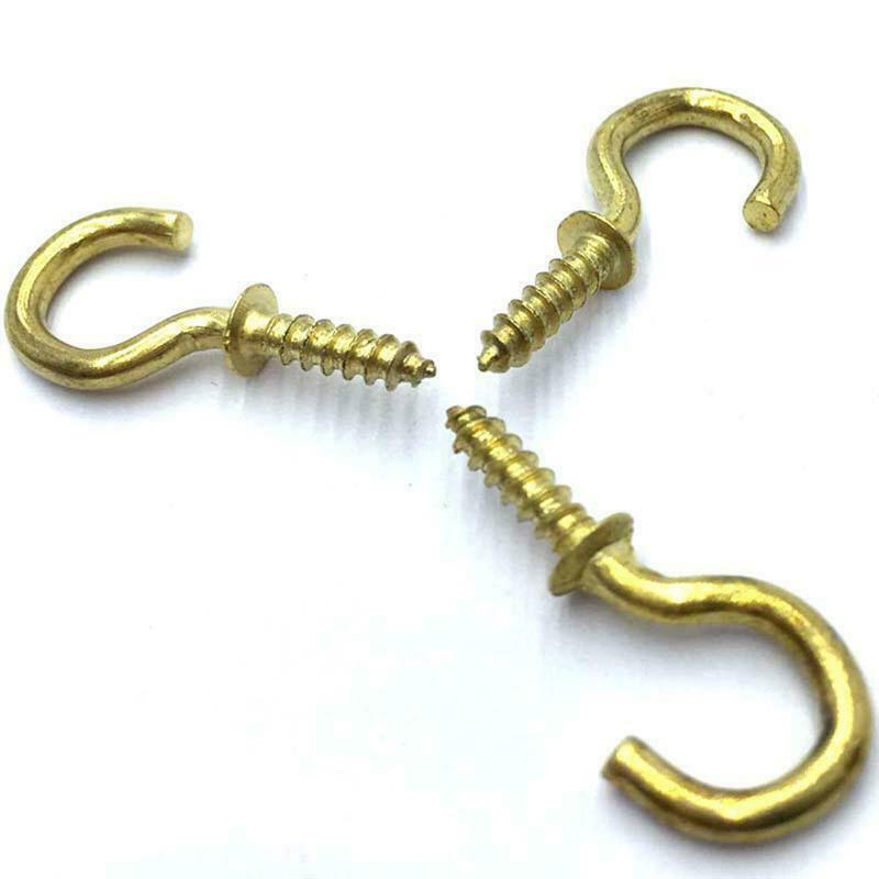 20Pcs Heavy Duty Copper Plated Metal Screw-In Ceiling Hooks Hanger Nails Holder