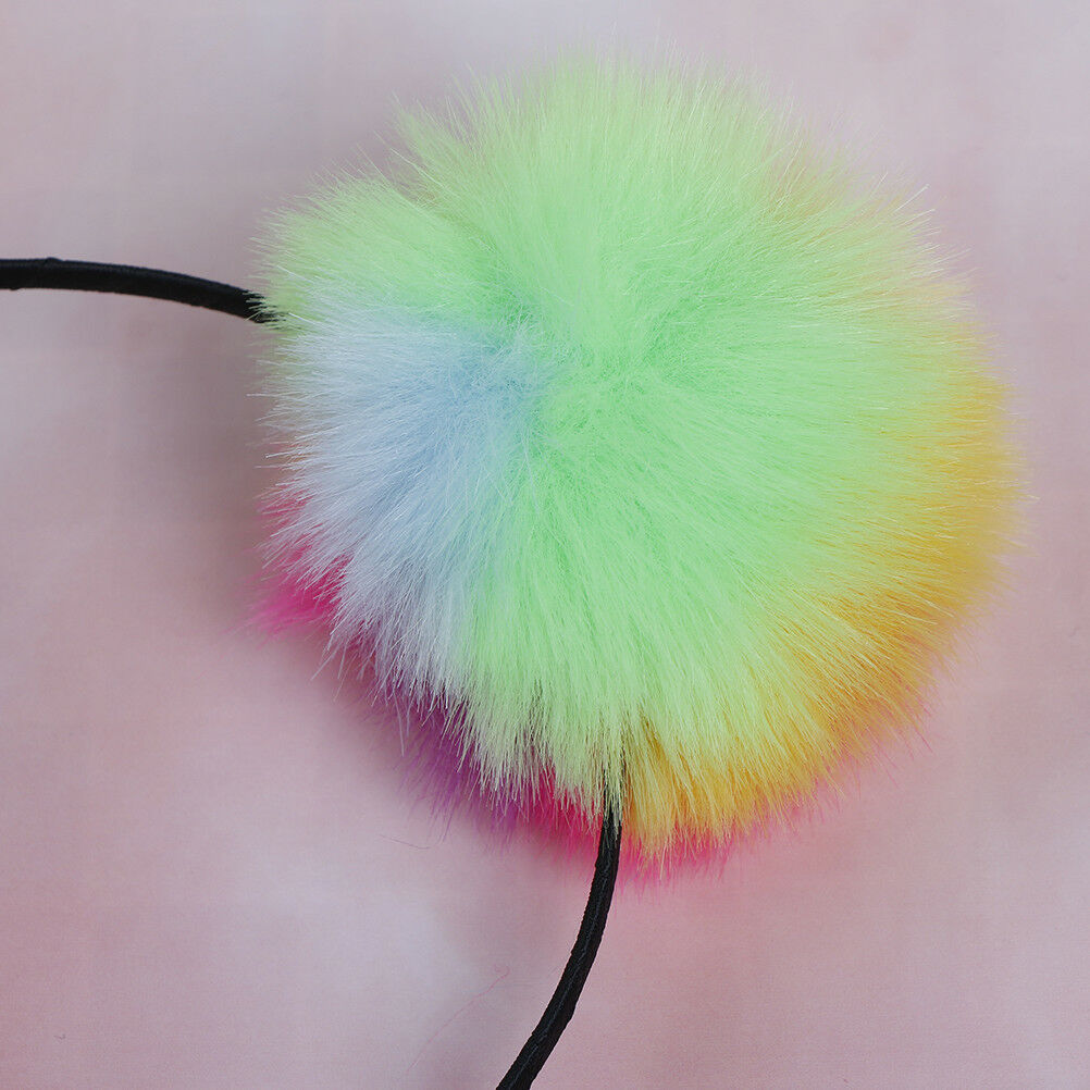 Multicolour sweet girls kids cute hairband rabbit plush big hair ball head.l8
