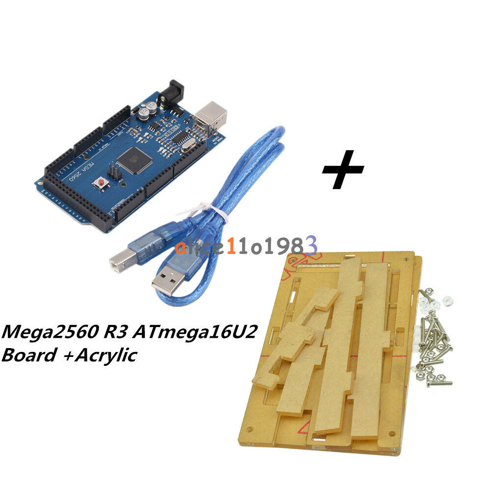 New Mega2560 R3 ATmega16U2 Board + Acrylic Box Enclosure Transparent Case