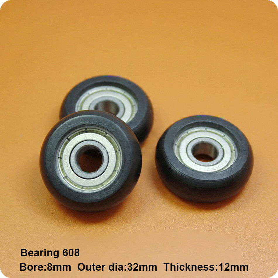 2Pcs Circular Nylon Plastic Pulley Bearings With Embedded 608ZZ Size 8*32*12mm