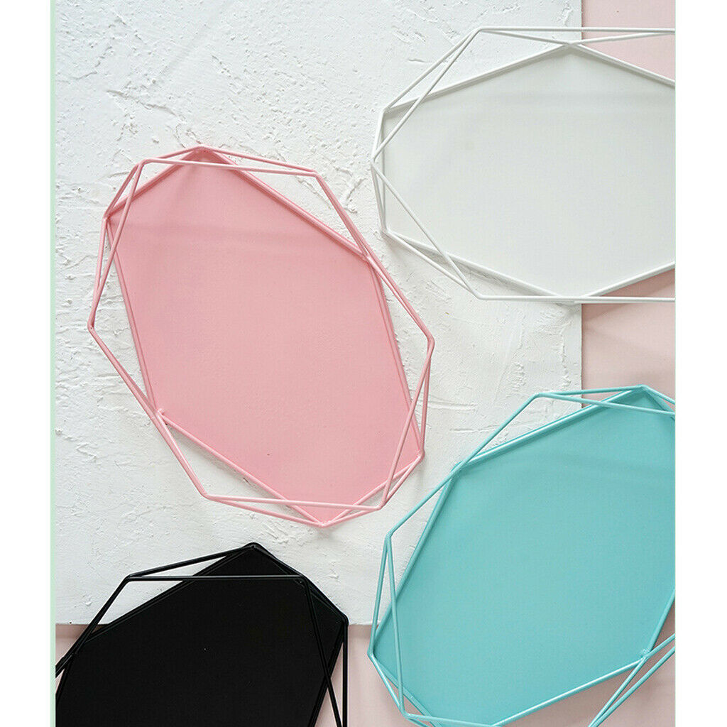 Geometric Jewelry Plate Tray for Jewelry Cake Fruit Dessert Dish Pink