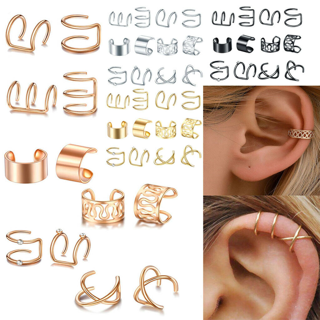 24x Fashion Modern Ear Cuff Mixed Style Non-Piercing Jewelry Women Unisex