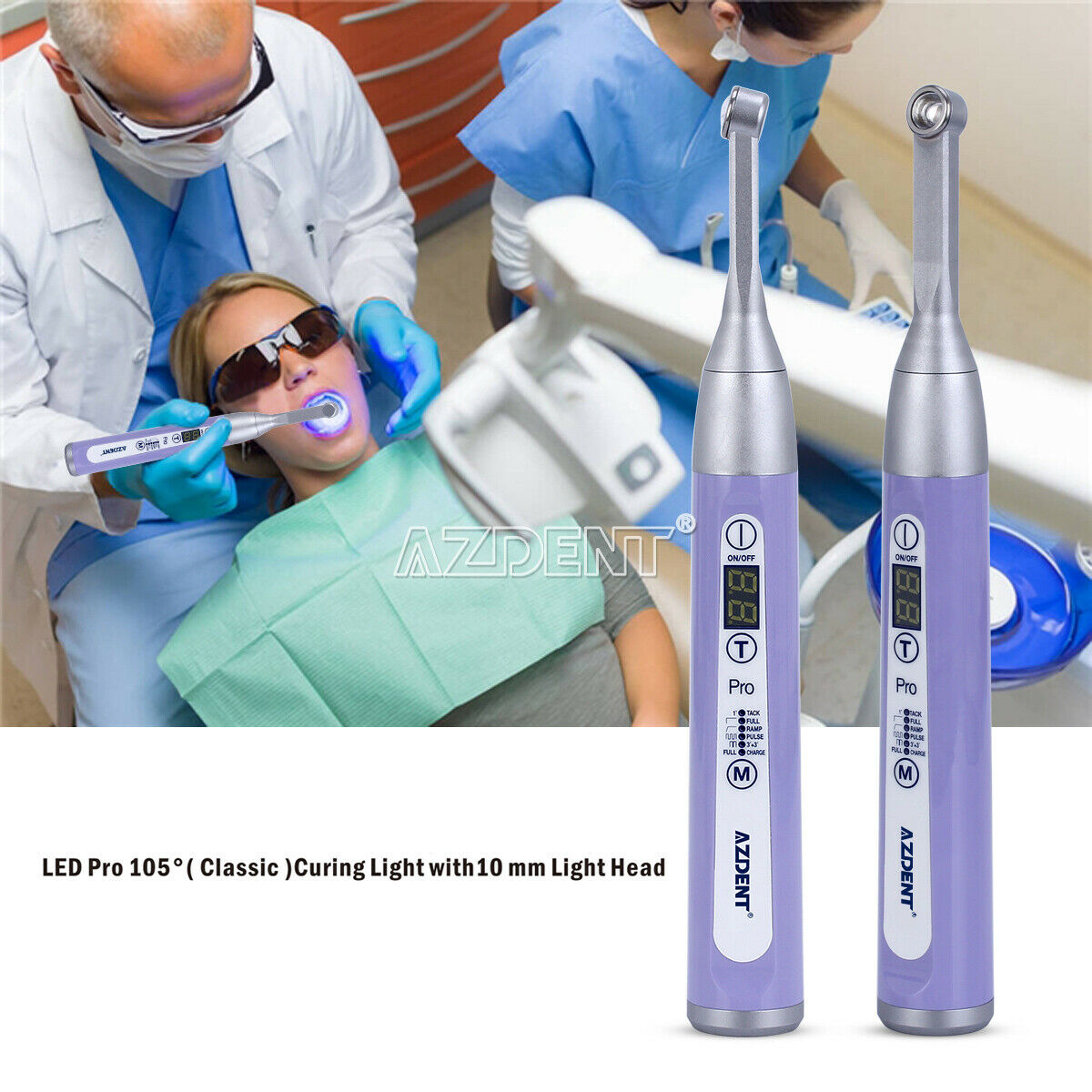 Dental Wireless LED PRO105 Curing Light Lamp 1 Second Curing High Power Purple