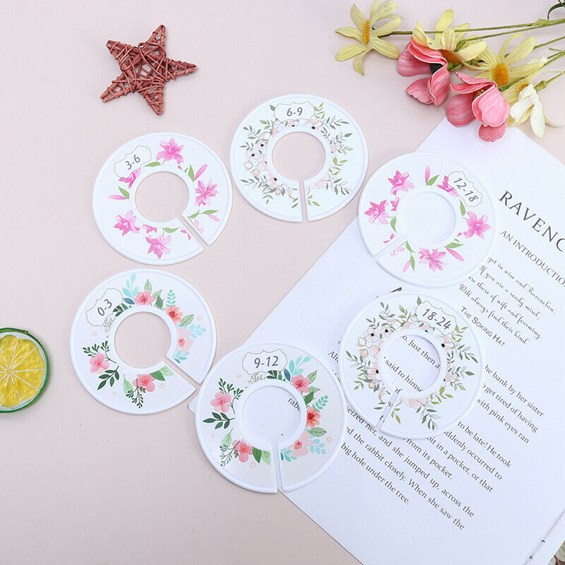 6Pcs Flower Round Child Clothes Size Dividers Plastic Ring Size Label Suppl l SJ