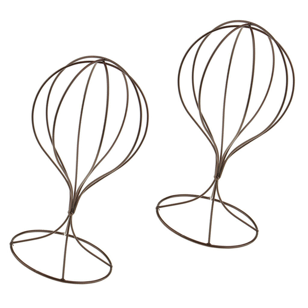 2pcs Metal Hat  Storage Display Holder Hair Wigs Rack Shelf Stand Bronze
