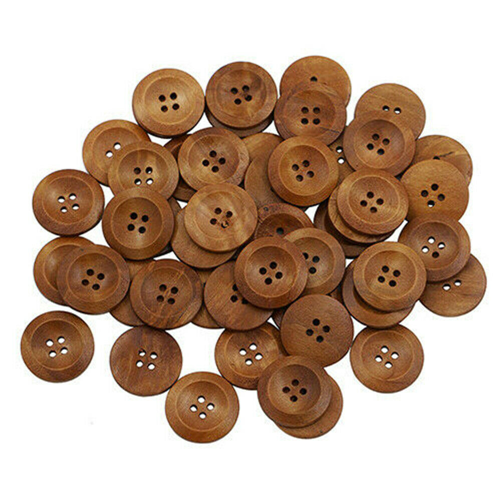 50pcs Wooden 4 Holes Round Wood Sewing Buttons DIY Craft Scrapbooking 25mm Lots