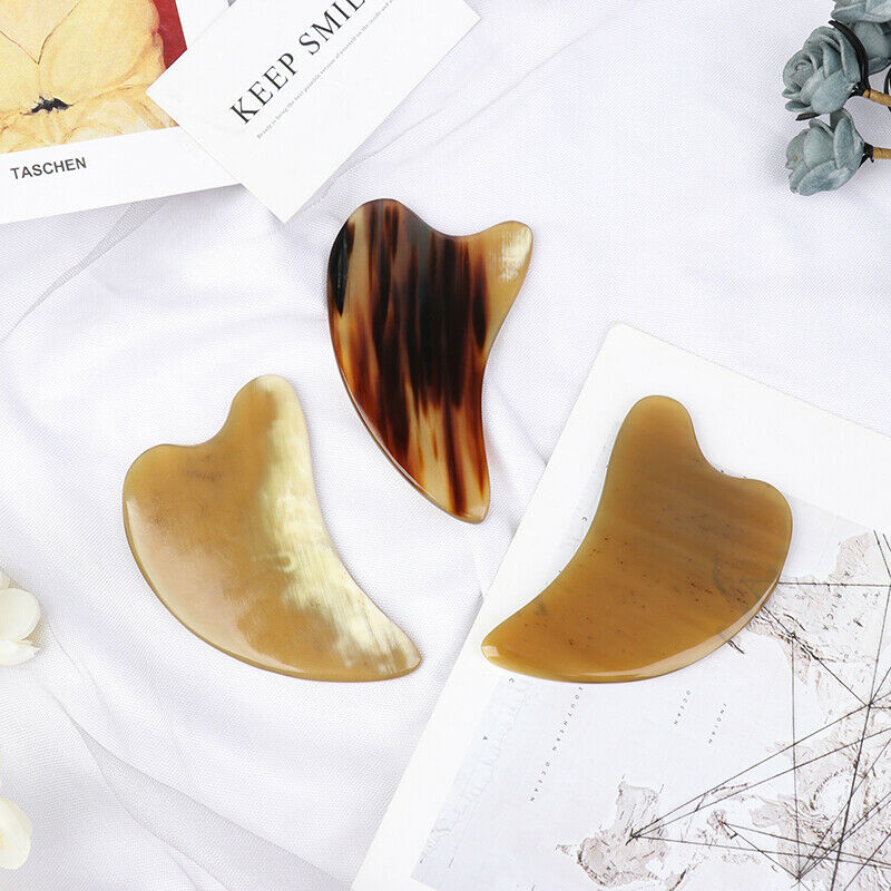 Natural Ox Horn Gua Sha Board Facial Lift Neck Body Scraping Massage To.l8