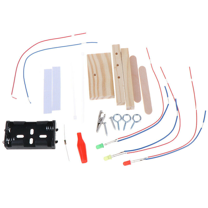 Kids Science Experiment DIY Toys Mini Wooden Traffic Light Gizmo Toys Set.l8