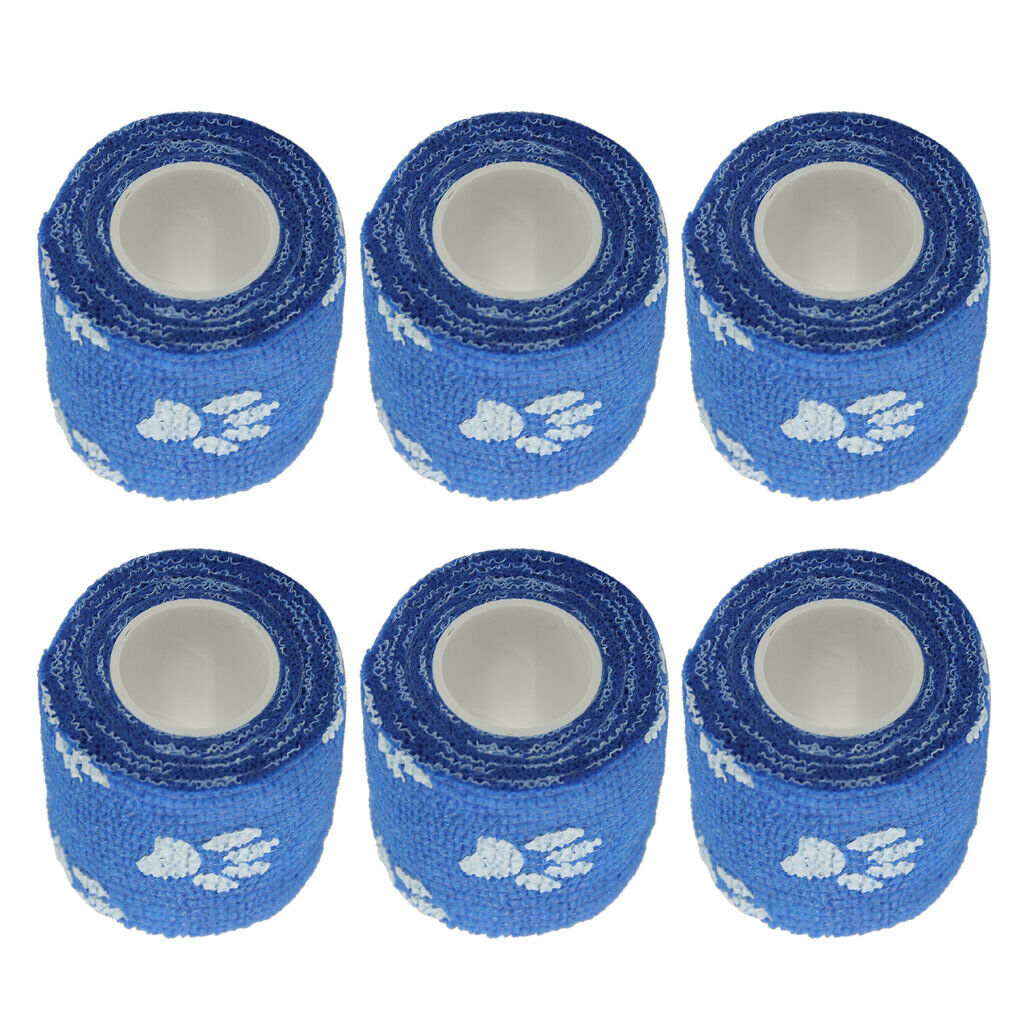 6 Pcs Cat Dog Pet Cohesive Bandage Gauze Tape  Care Wrap Claws Print