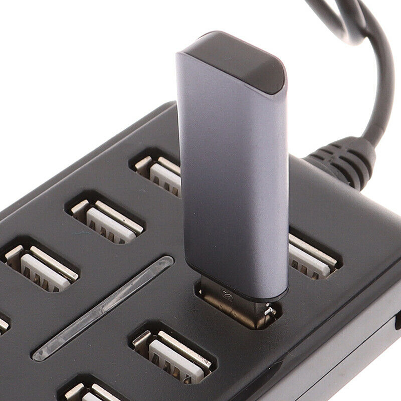 1pc High Speed 480 Mbps USB 2.0 Hub 10 Ports Multi USB Splitter For PC lapto SJ