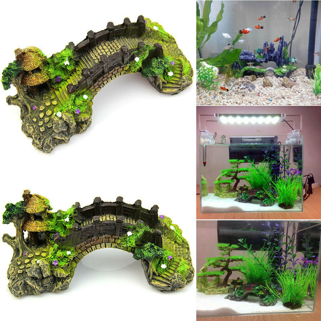 Water Ornament For Fish Tank Cave Decor Landscape Aquarium Arch Bridge S