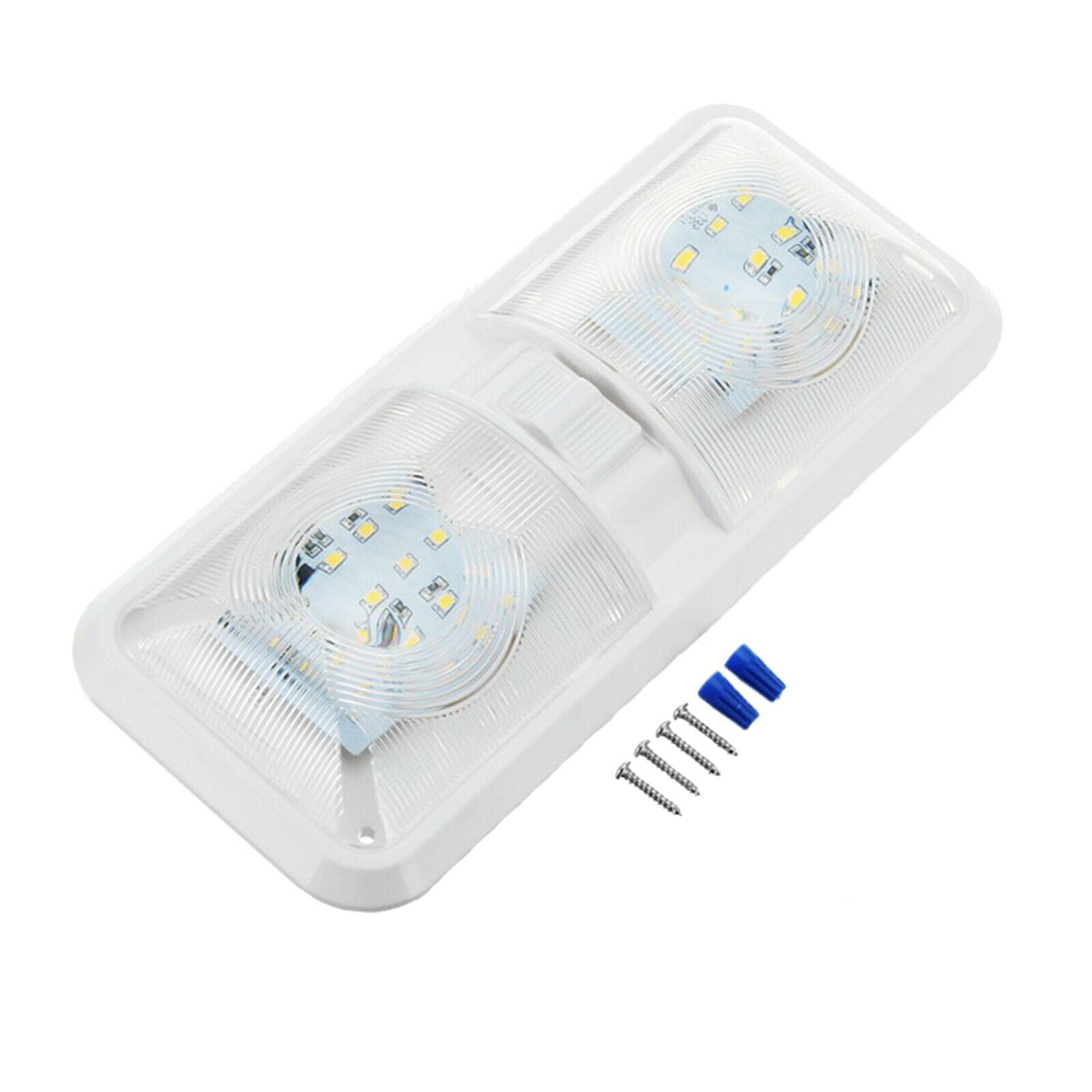 12V LED Double Dome Light & ON/OFF Switch for Car Natural White 48X5050SMD