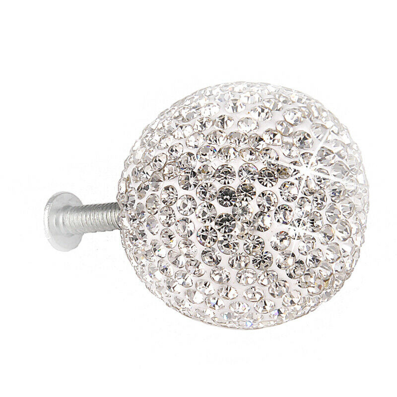 Crystal Ball Glass Drawer Closet Cupboard Cabinet Pull Knob Handle +5 size Screw