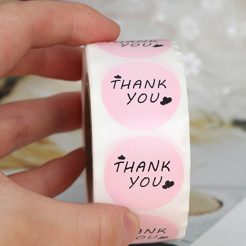 500pcs/roll Thank You Stickers 1inch Pink Stickers Party Favors Labe.l8