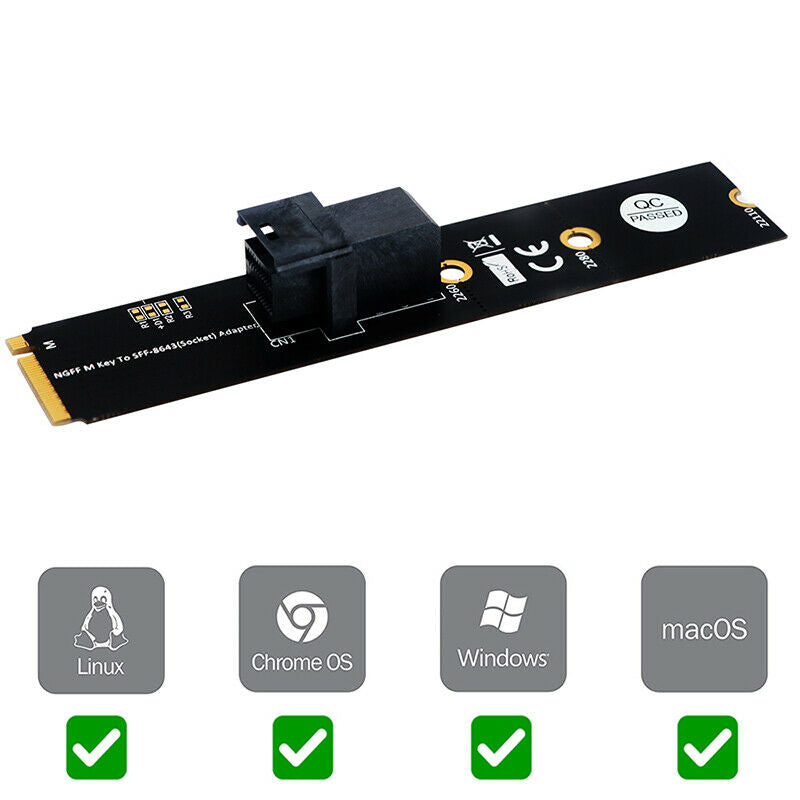 M.2 Module with Mini-SAS HD 36-Pin Connector for U.2 NVMe SSD (Upward miniSAS)