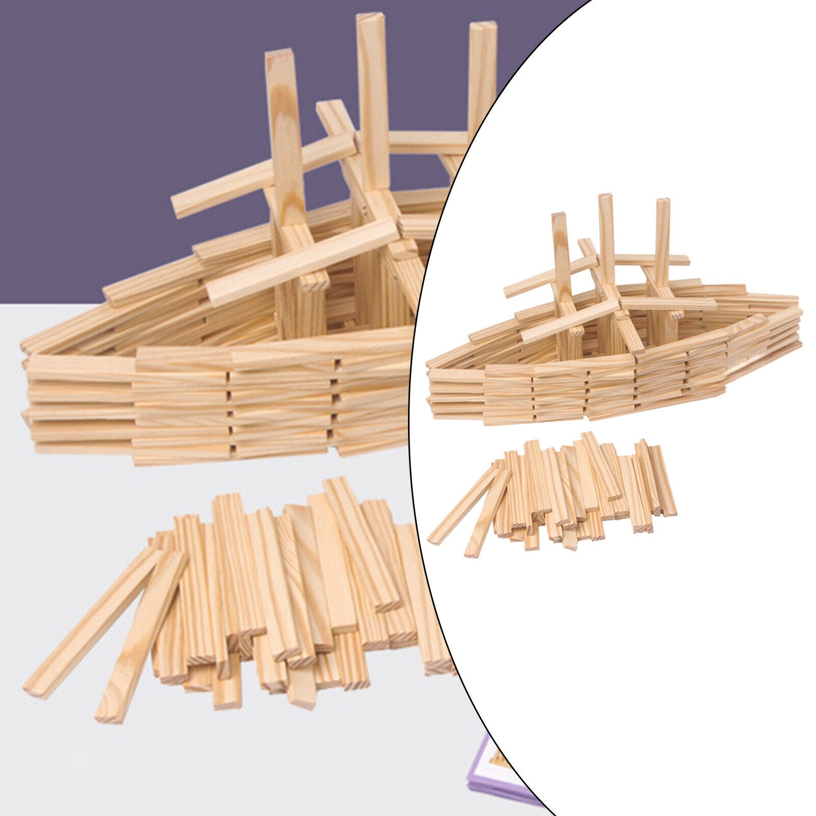Wooden Building Blocks Set for Kids Stacker Stacking Game Construction Toys