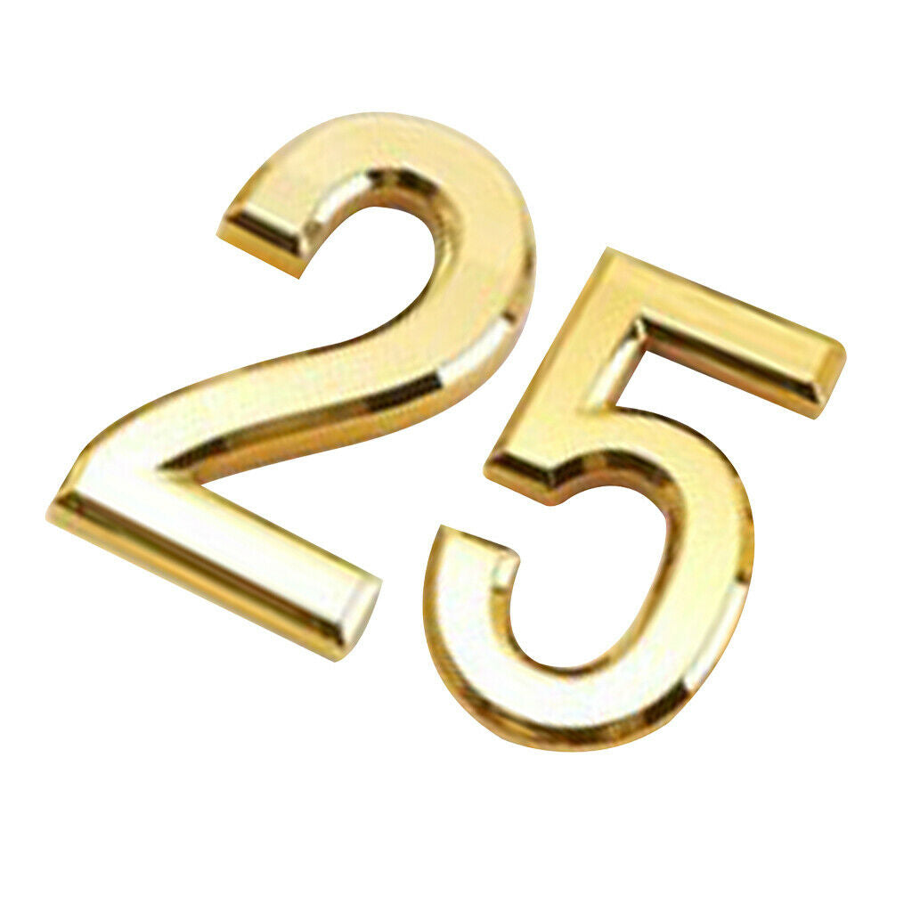 2x ABS Plastic Golden Self- Adhesive Door Number House Address Door Sign 2 5