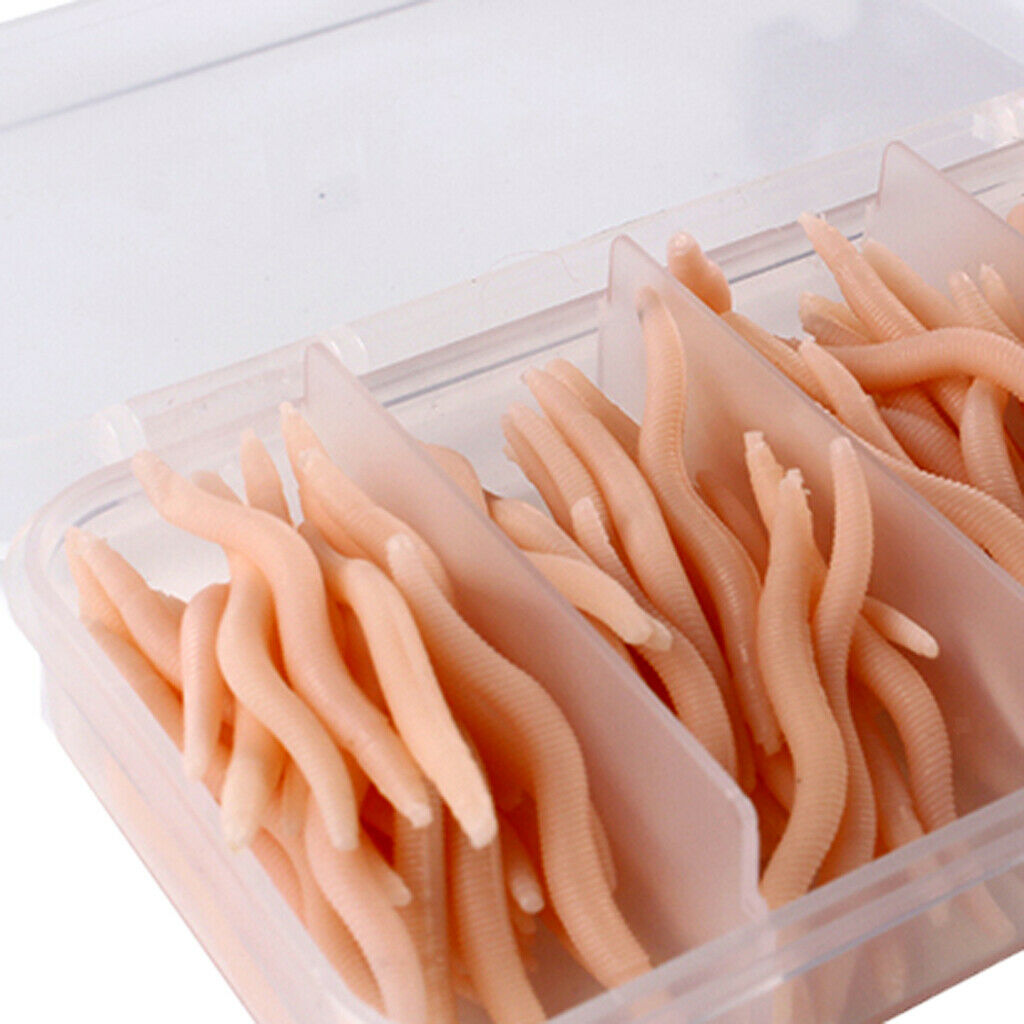 150pcs Artificial Soft Earthworm Fishing Bait Worm Lure Maggot Bait Pink