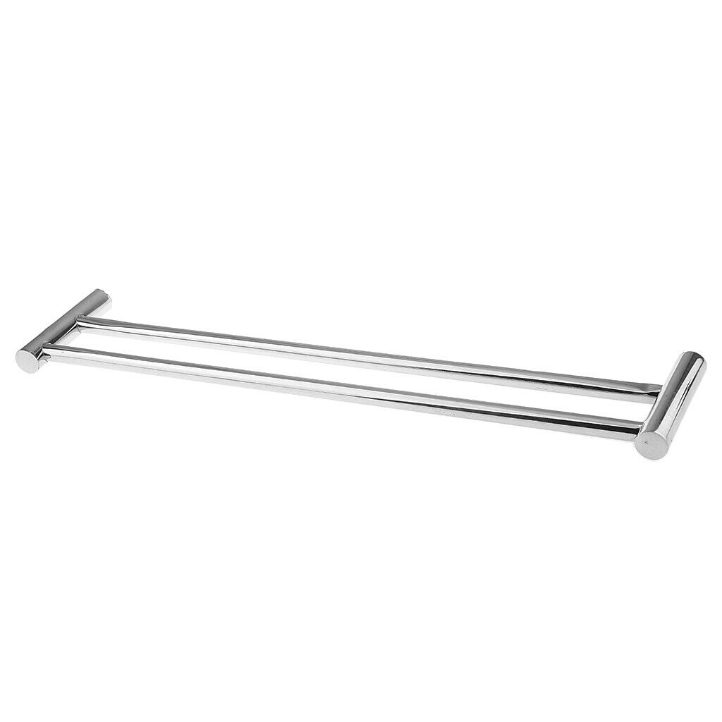 Bathroom 56cm Stainless Steel Round Double Towel Rail Rack Bar Holder Chrome