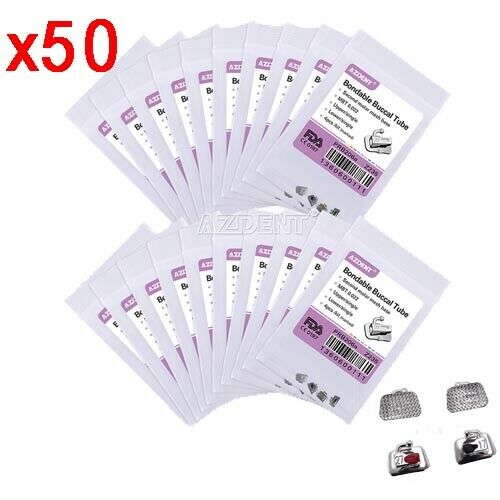 50X Dental Orthodontic 2nd Molar Buccal Tube Bondable Non-Convertible MBT 0.022