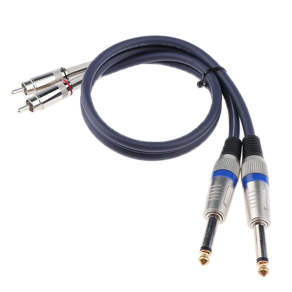Dual Mono Male 1/4 inch (TS 6.35mm  ) to Dual RCA Male Plug Audio Cable, 2 x